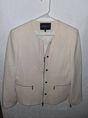 Lafayette 148 New York Beige-Cream Zip Jacket